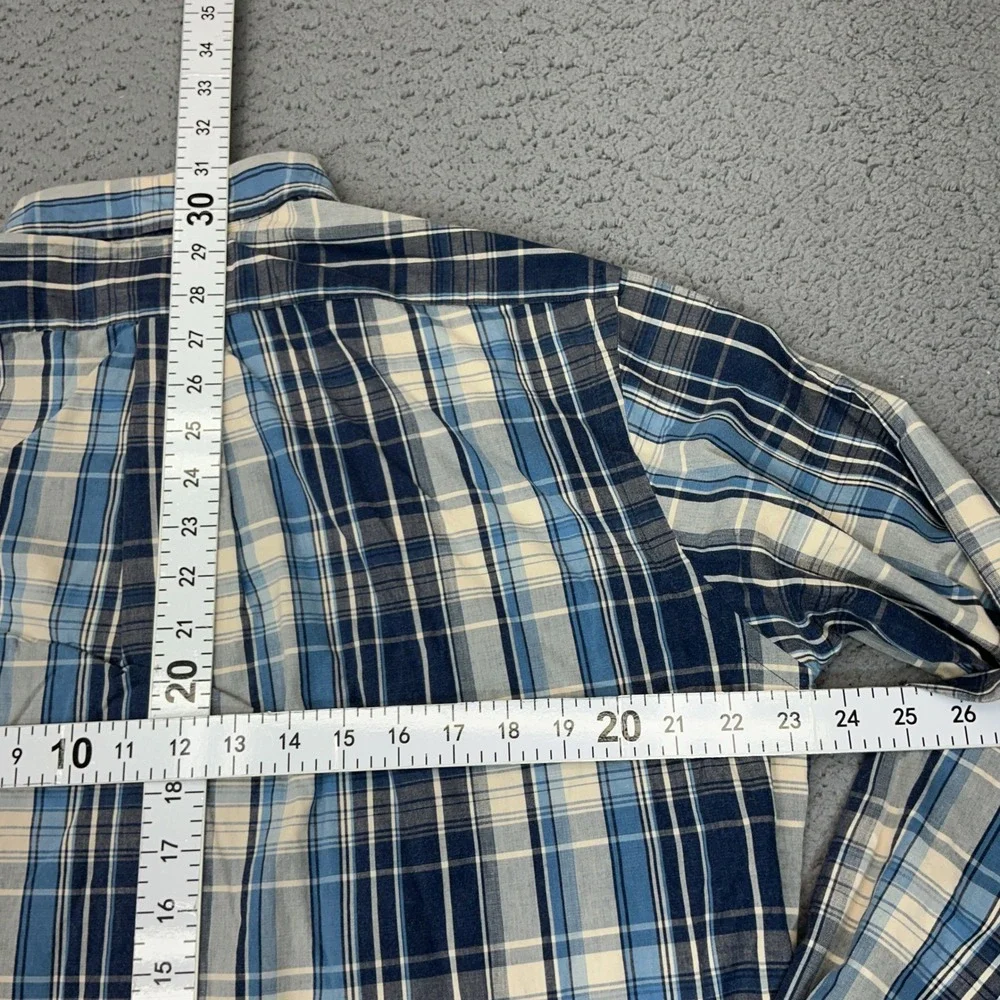 Ralph Lauren Button Down Mens Large Blue Plaid Custom Fit Long Sleeve Pony Logo